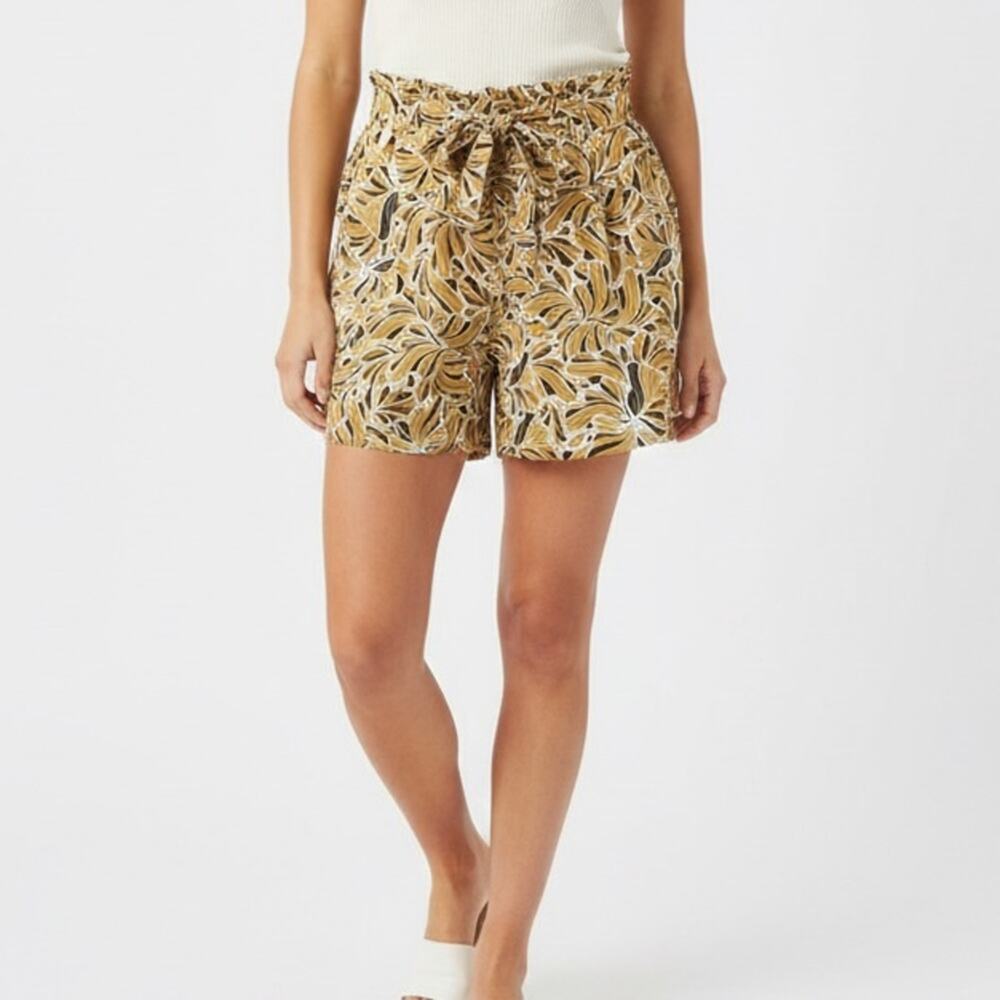 NWT DR2 Paperbag Leaf Print Shorts Tan and Navy XXL